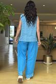 Made in Italy Benji Linen Panel Wave Vest Bahama Blue 